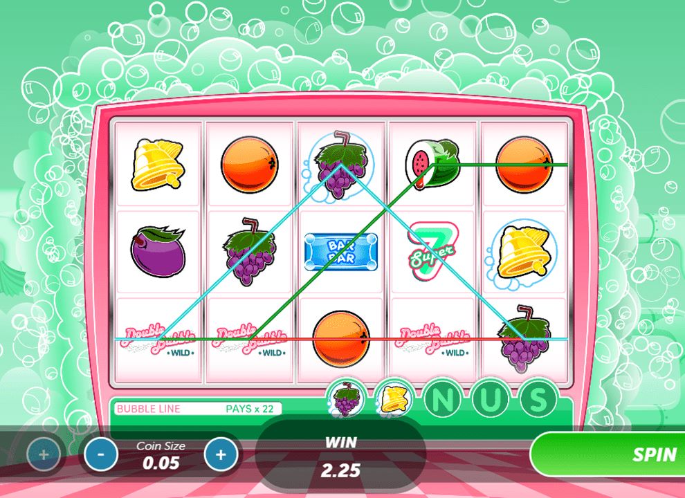 Screenshot of a win on the online slot game Double Bubble by Aristocrat, showing the winning paylines.