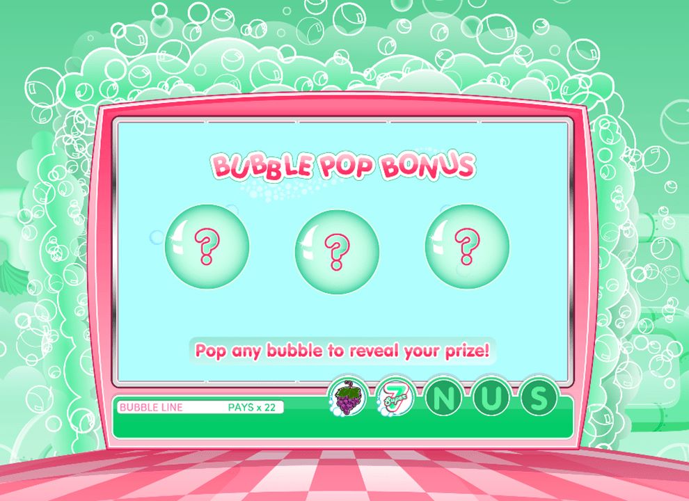 Screenshot of the Bubble Pop bonus round on the online slot game Double Bubble by Aristocrat.