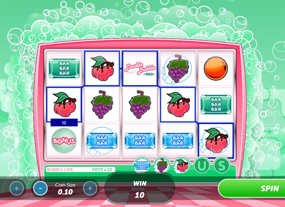 Screenshot of a winning payline on the online slot game Double Bubble by Aristocrat, available to play at the best UK casino sites.