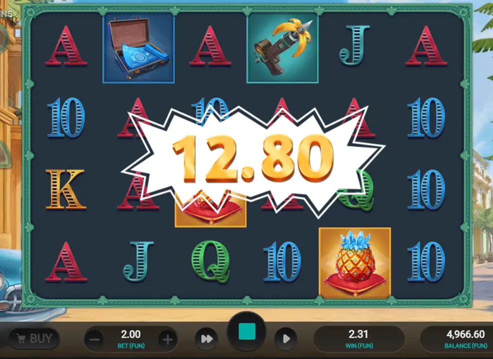 Screenshot of a winning spin on the online slot game Iron Bank 2 by Relax Gaming.